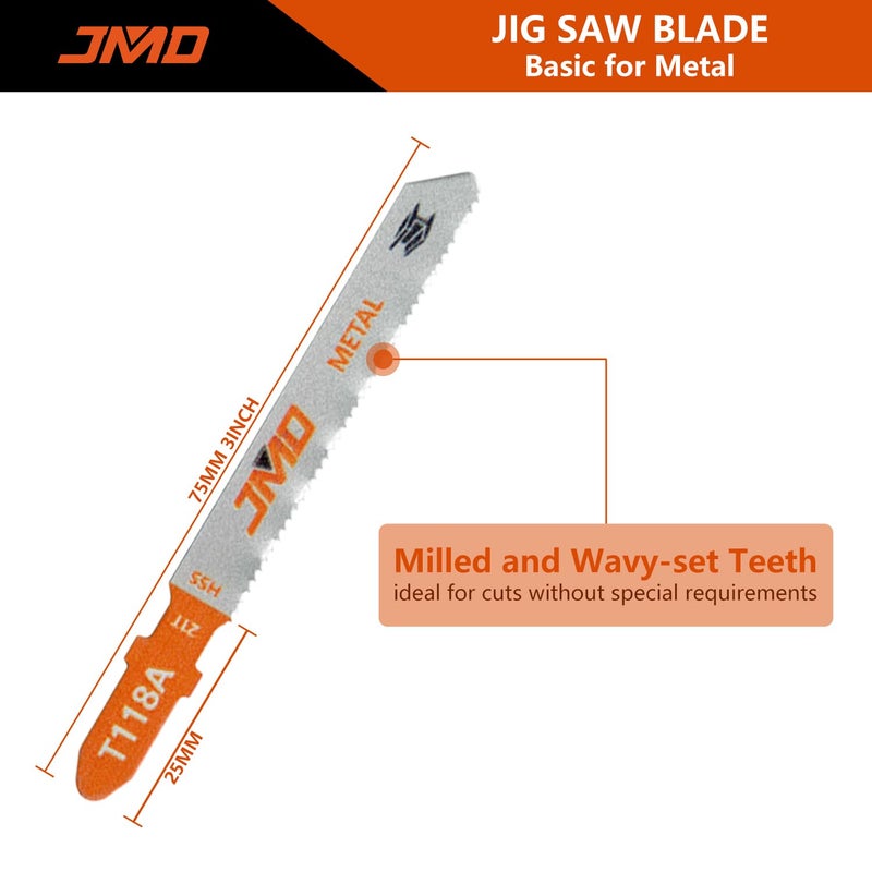 JMD 30-Piece T118A Metal Cutting Jigsaw Blades Set 75mm 21TPI Jig Saw Blades for Metal - Image 2